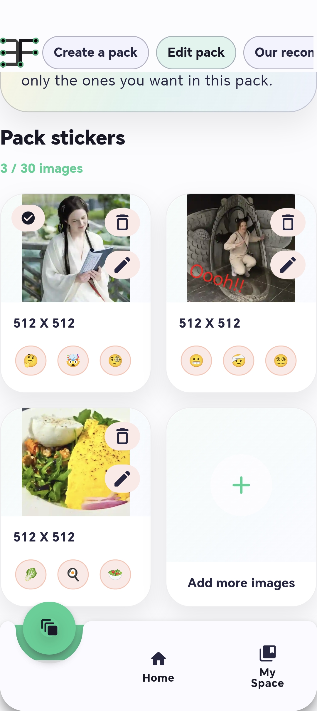 Édition d'un pack personnel dans l'application EFlash