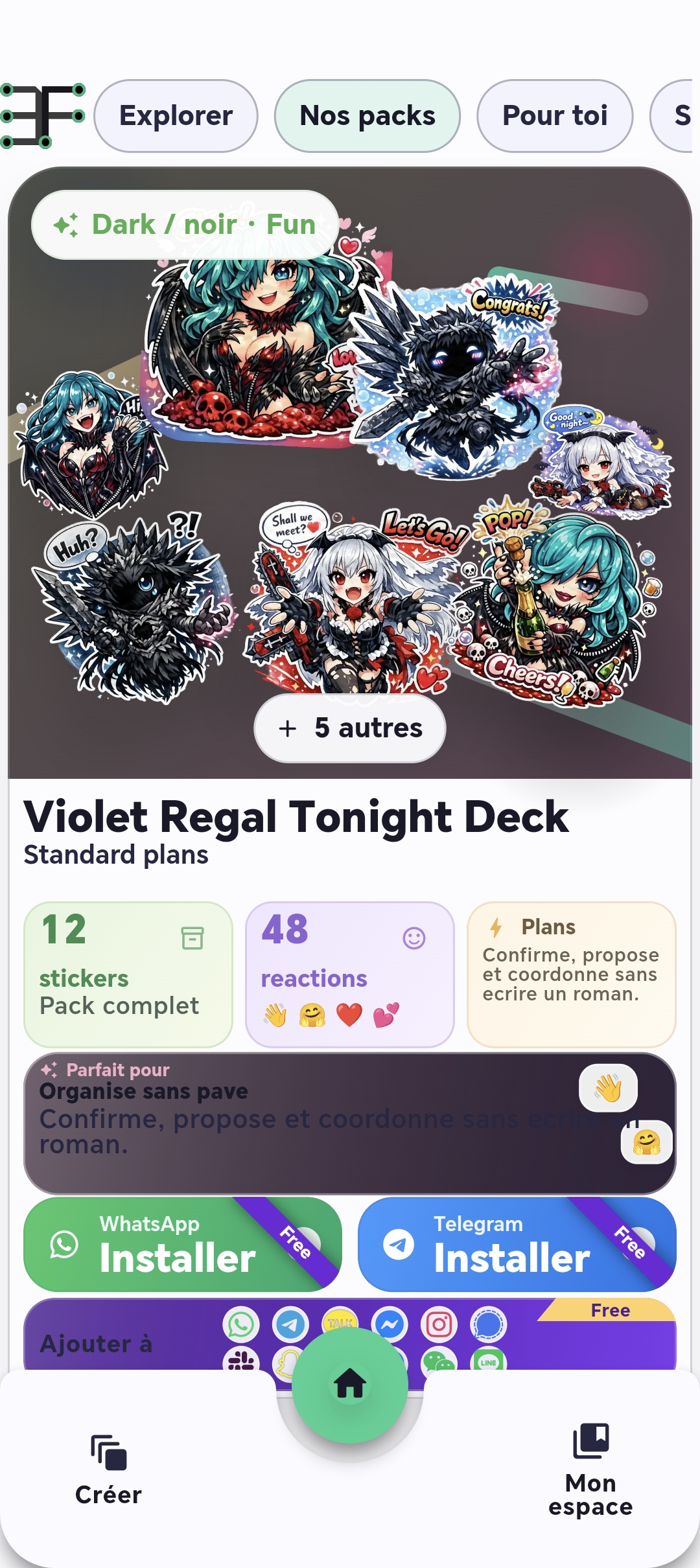 Stickers accessibles depuis le clavier EFlash et la fenêtre flottante